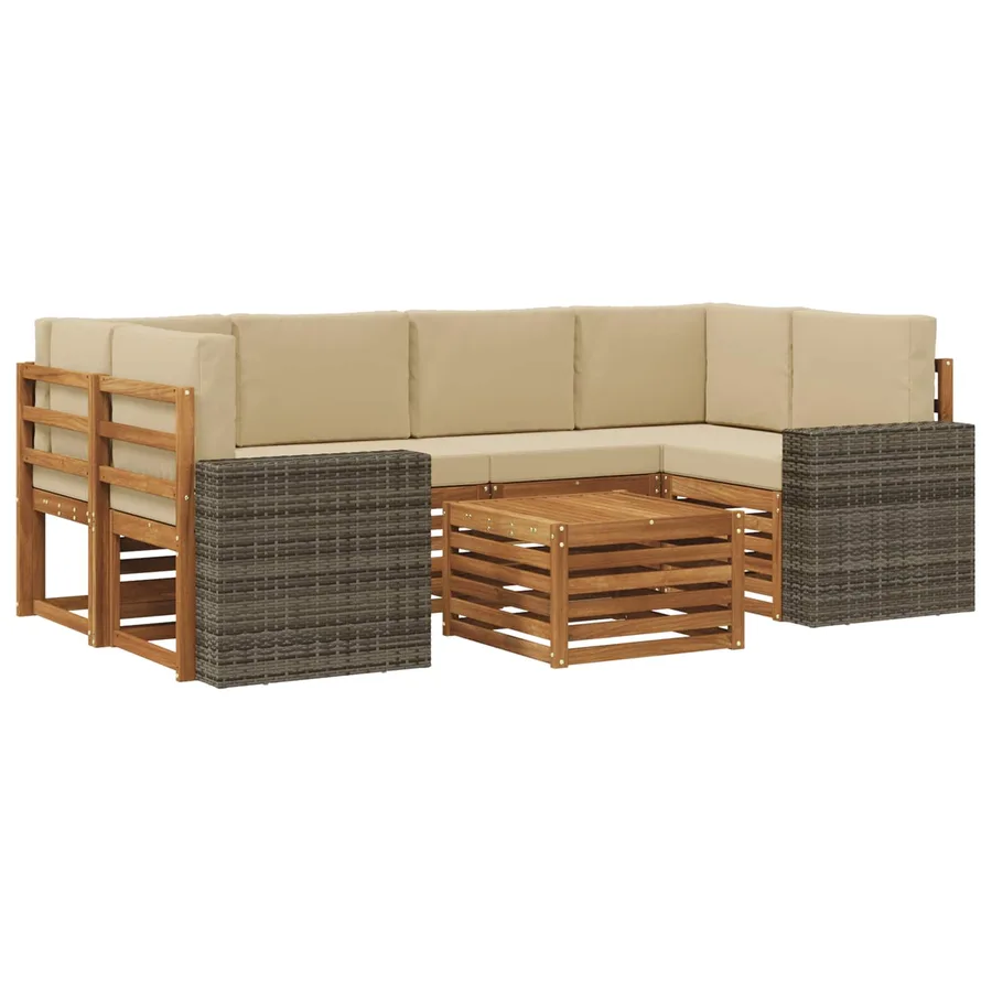 Ensemble de canapés d'extérieur 7 pcs Naturel et Beige - 2