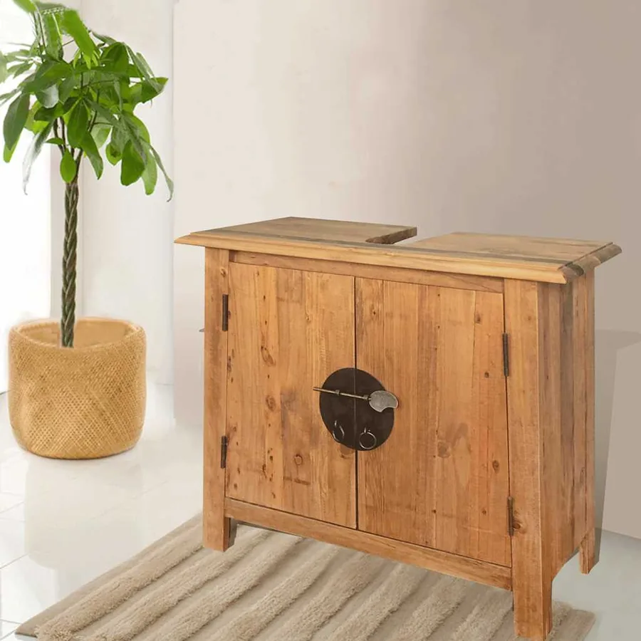 Meuble-lavabo de salle de bains pin massif 70x32x63 cm - 12