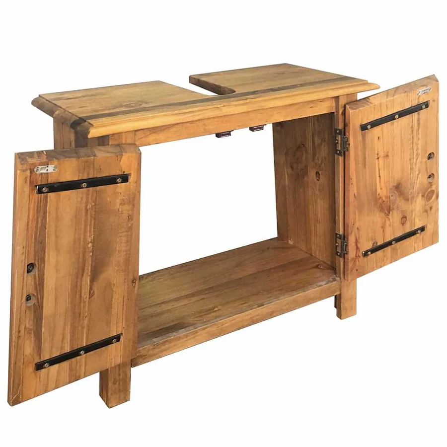 Meuble-lavabo de salle de bains pin massif 70x32x63 cm - 4
