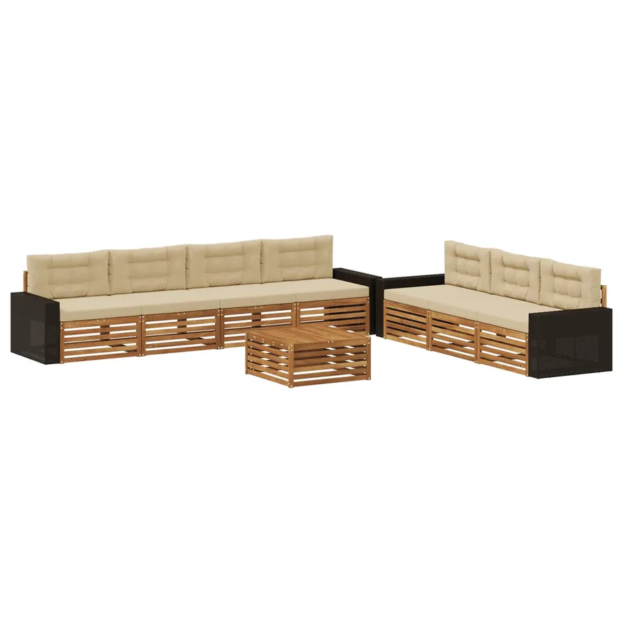 Ensemble de canapés d'extérieur 8 pcs Naturel et Beige - 2