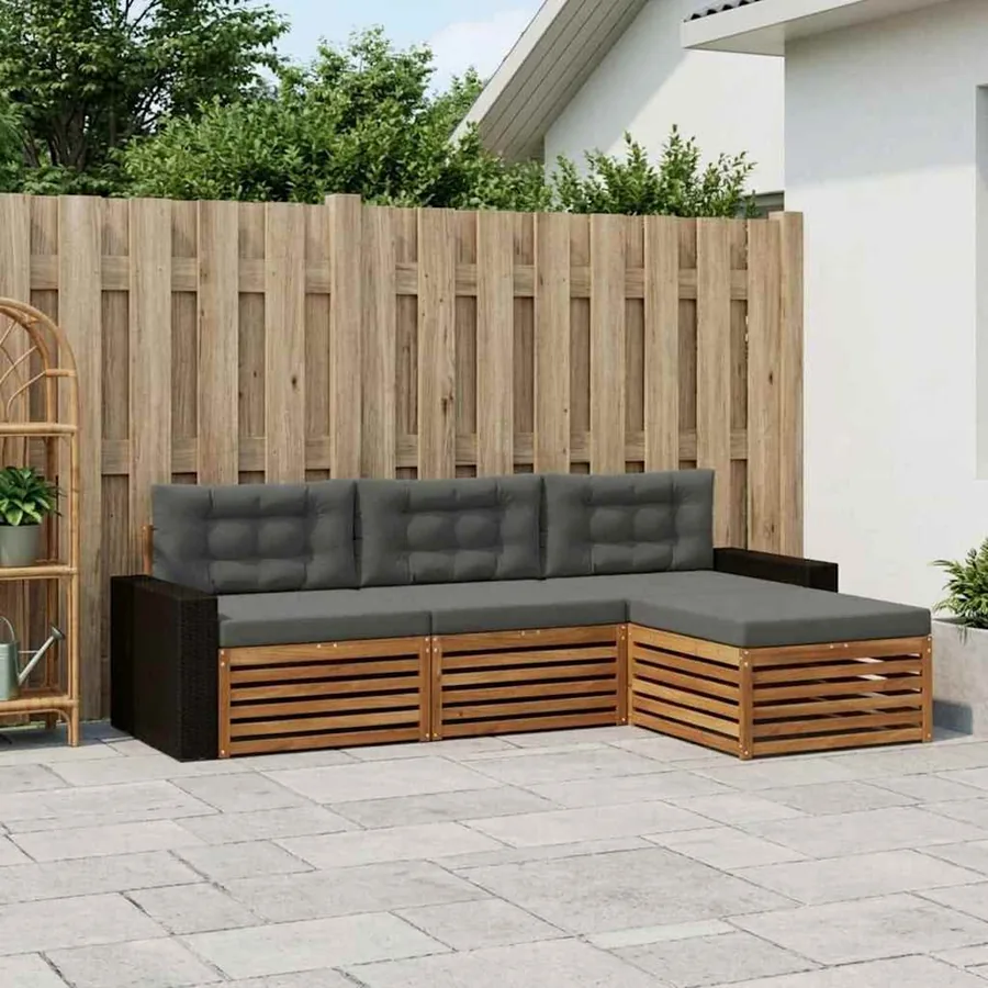Ensemble de canapés d'extérieur 4 pcs Naturel et Anthracite