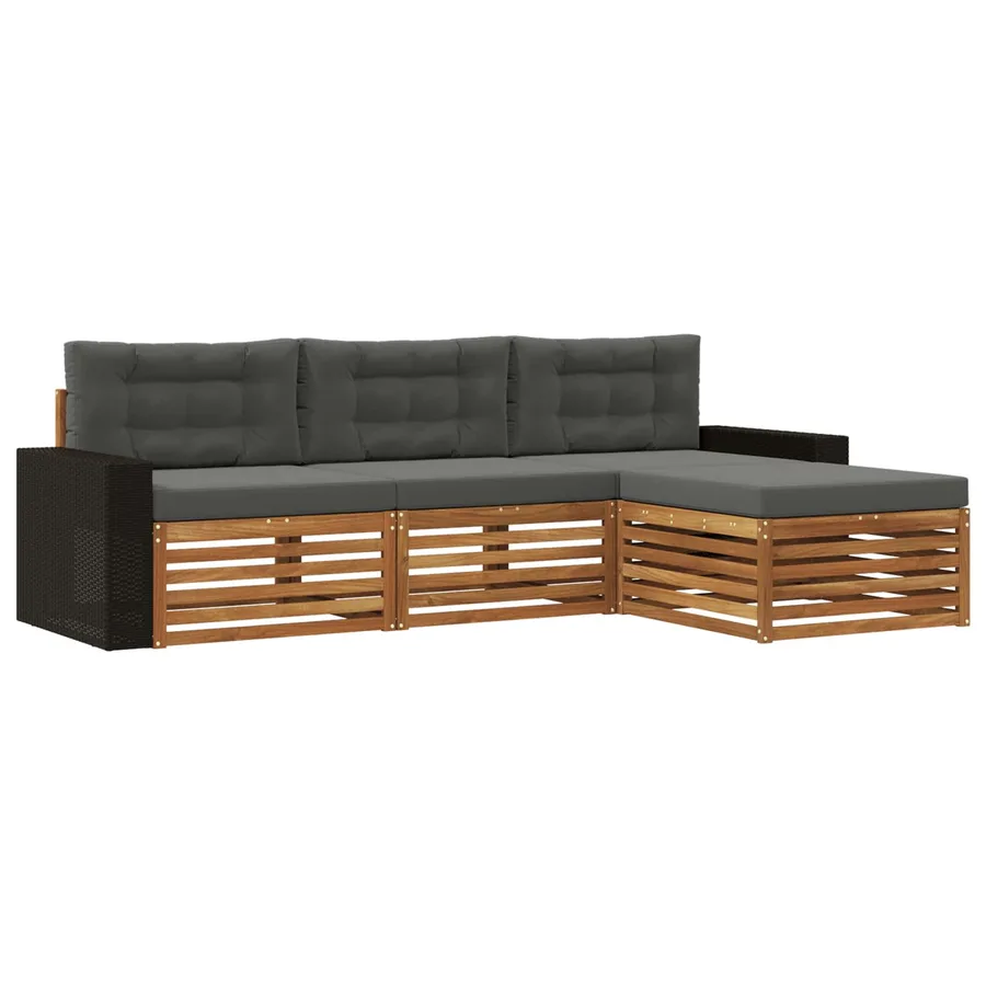 Ensemble de canapés d'extérieur 4 pcs Naturel et Anthracite - 2