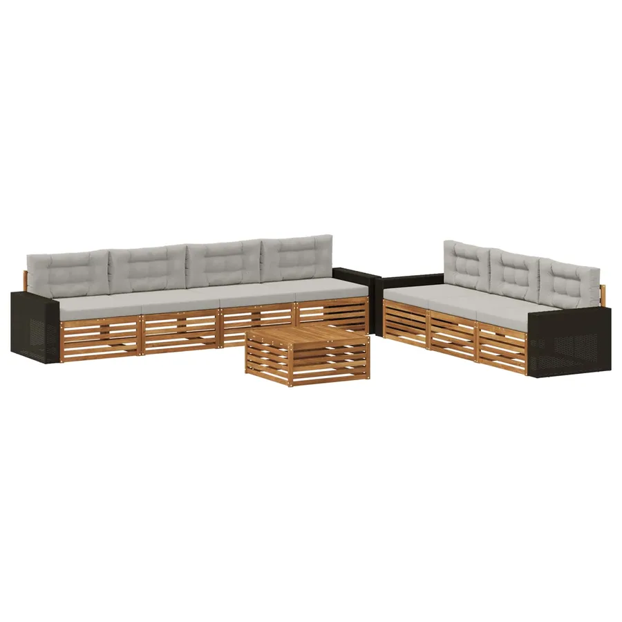 Ensemble de canapés d'extérieur 8 pcs Naturel et gris clair - 2