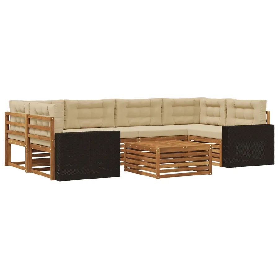 Ensemble de canapés d'extérieur 7 pcs Naturel et Beige - 2