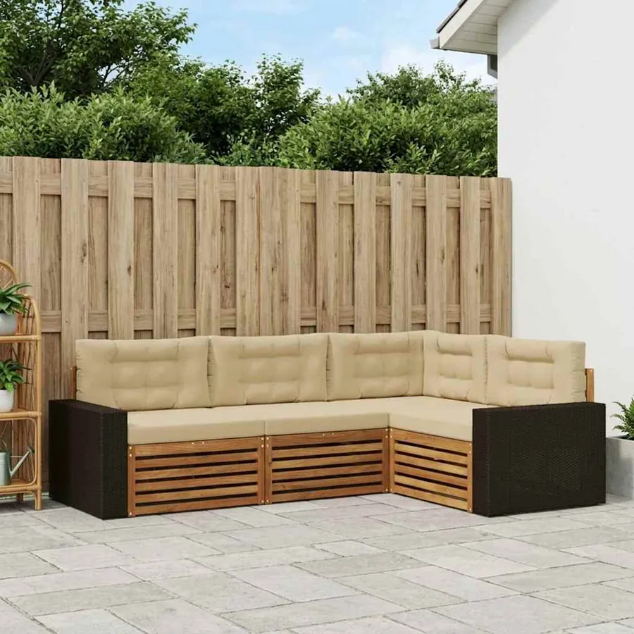 Ensemble de canapés d'extérieur 4 pcs Naturel et Beige