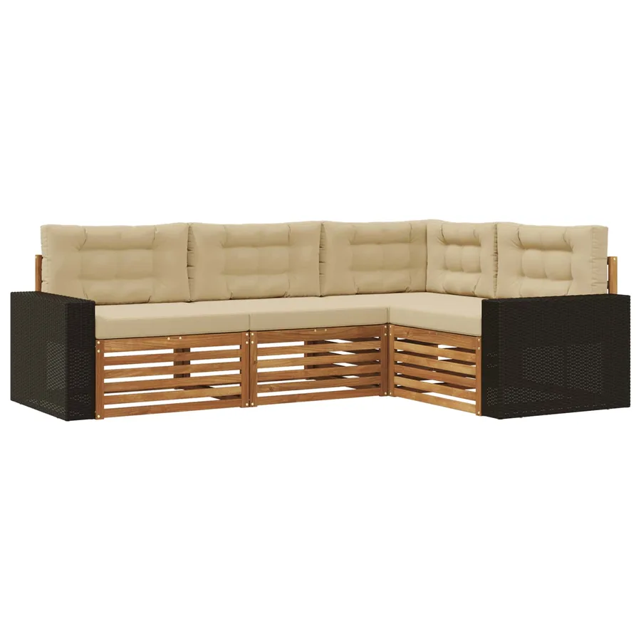 Ensemble de canapés d'extérieur 4 pcs Naturel et Beige - 2