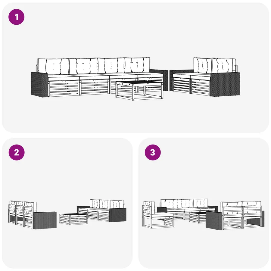 Ensemble de canapés d'extérieur 7 pcs Naturel et Crème - 6