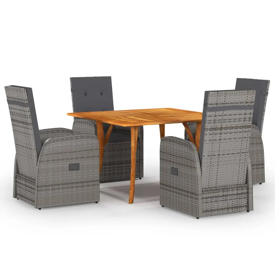 Ensemble à manger de jardin 5 pcs Gris