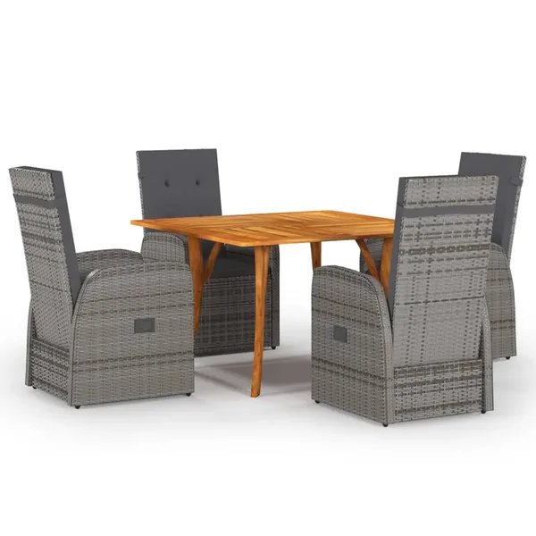 Ensemble à manger de jardin 5 pcs Gris