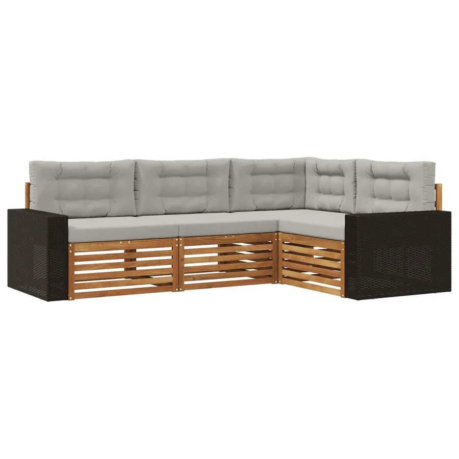 Ensemble de canapés d'extérieur 4 pcs Naturel et gris clair - 2