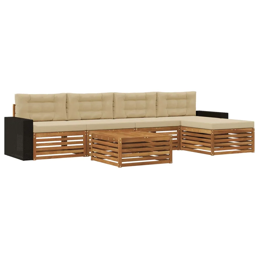 Ensemble de canapés d'extérieur 6 pcs Naturel et Beige - 2