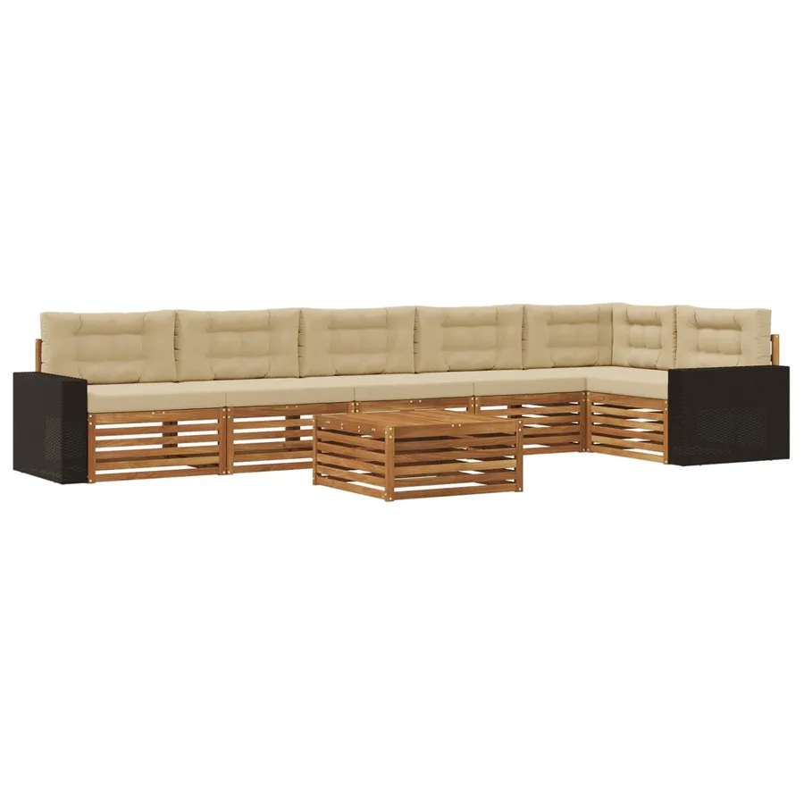 Ensemble de canapés d'extérieur 7 pcs Naturel et Beige - 2