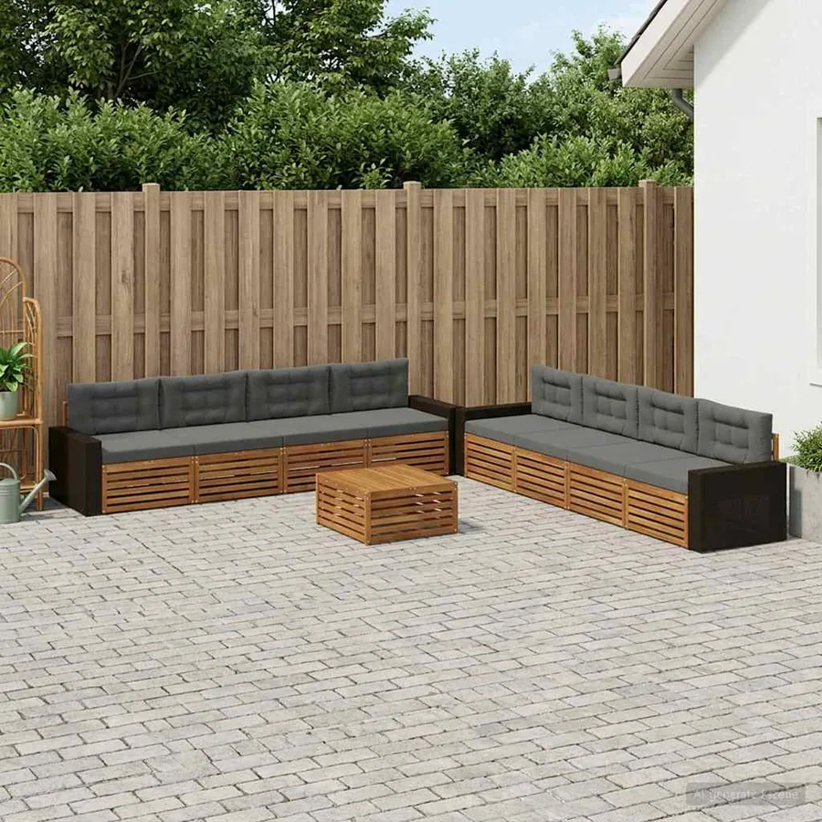Ensemble de canapés d'extérieur 9 pcs Naturel et Anthracite