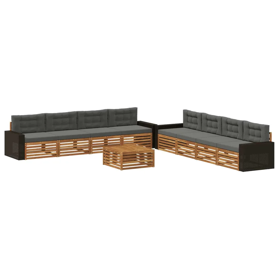 Ensemble de canapés d'extérieur 9 pcs Naturel et Anthracite - 2