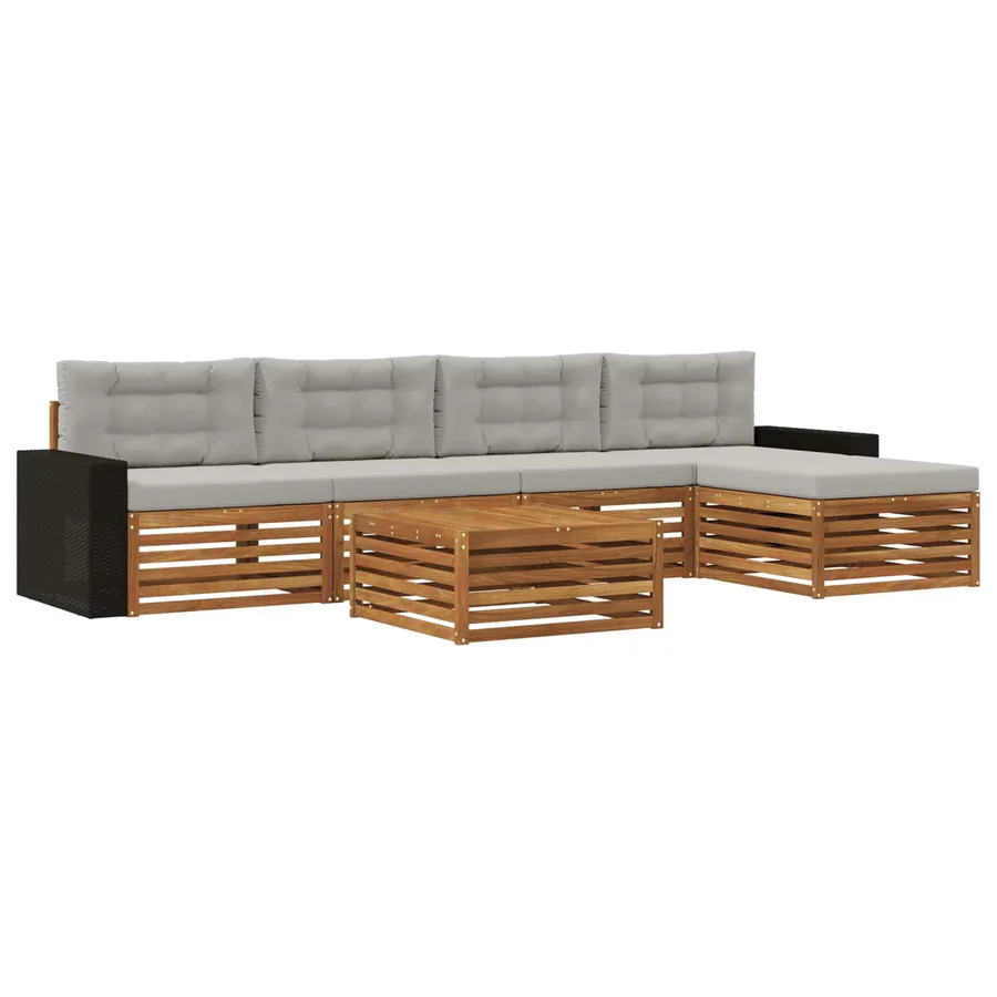 Ensemble de canapés d'extérieur 6 pcs Naturel et gris clair - 2