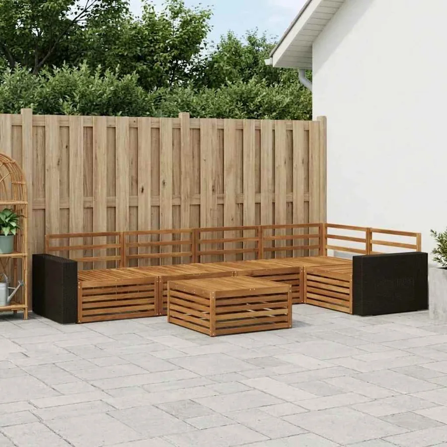 Ensemble de canapés d'extérieur 6 pcs Naturel 79 x 79 x 37 cm