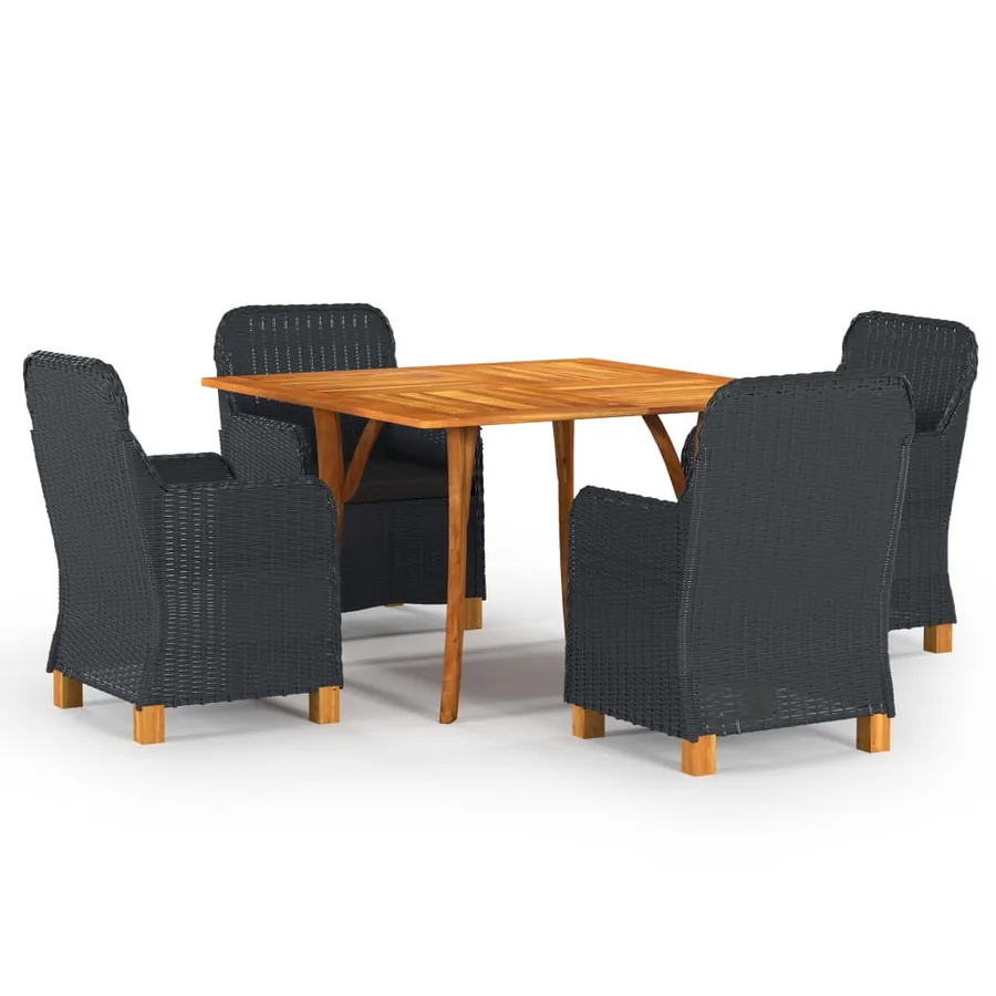 Ensemble à manger de jardin 5 pcs Gris foncé