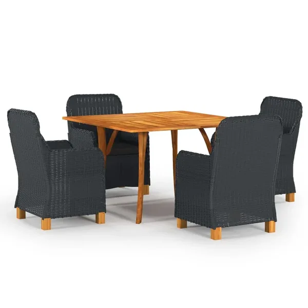Ensemble à manger de jardin 5 pcs Gris foncé