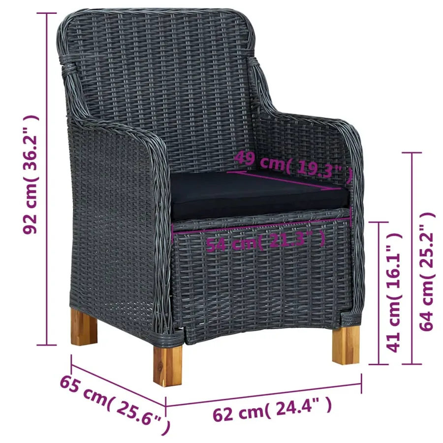 Ensemble à manger de jardin 5 pcs Gris foncé - 11
