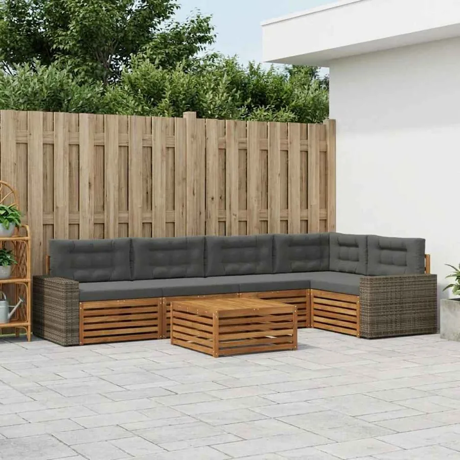 Ensemble de canapés d'extérieur 6 pcs Naturel et Anthracite