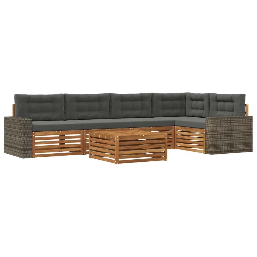 Ensemble de canapés d'extérieur 6 pcs Naturel et Anthracite - 2