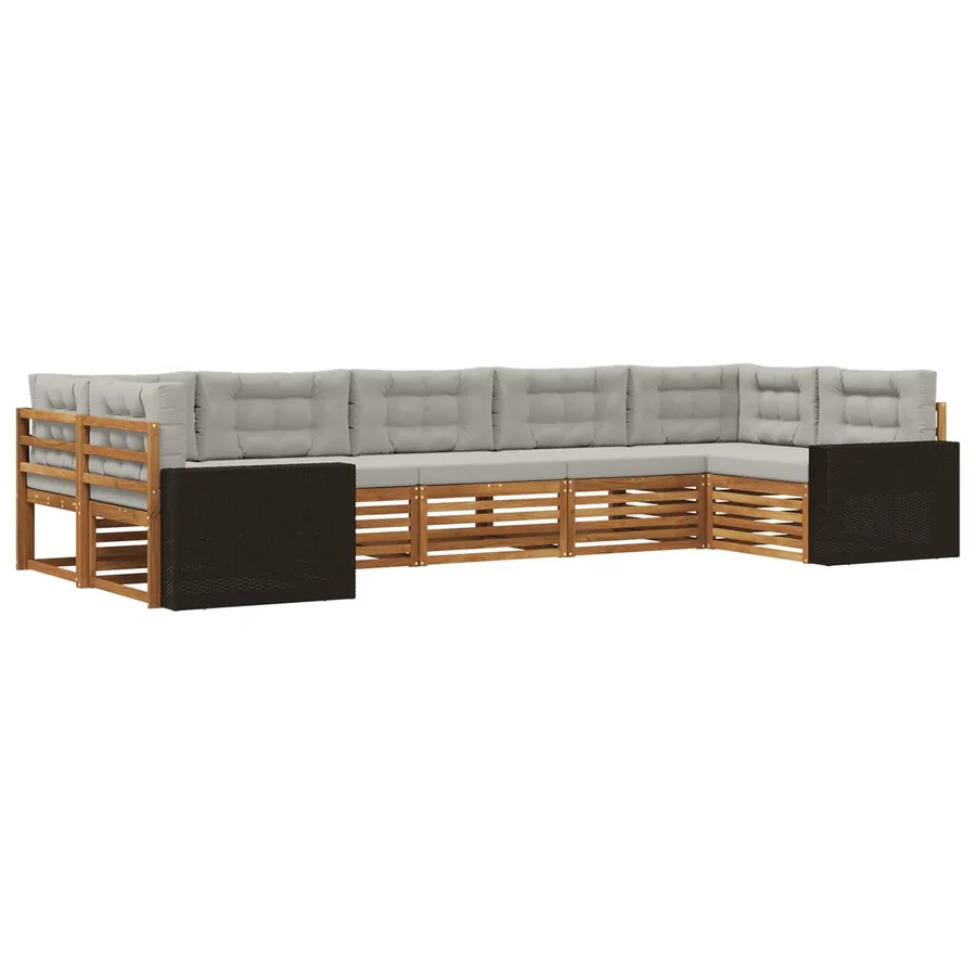 Ensemble de canapés d'extérieur 7 pcs Naturel et gris clair - 2