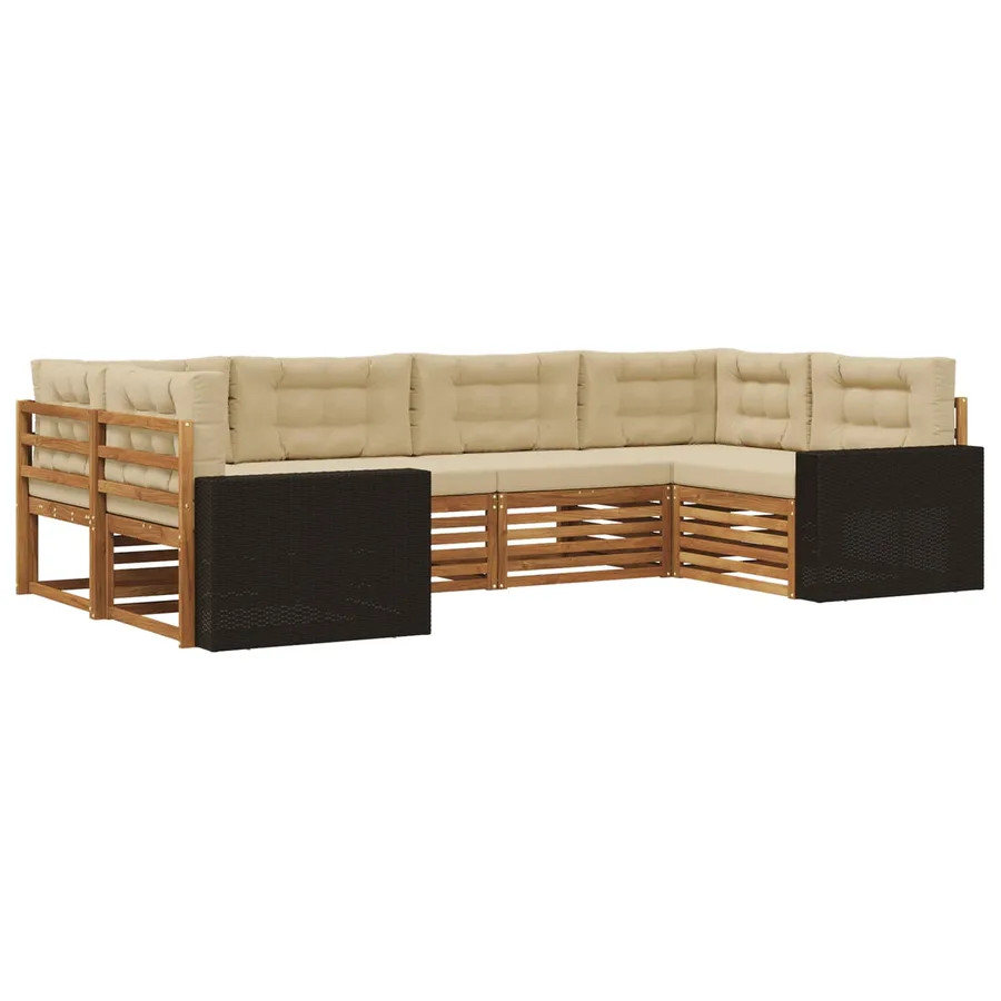 Ensemble de canapés d'extérieur 6 pcs Naturel et Beige - 2