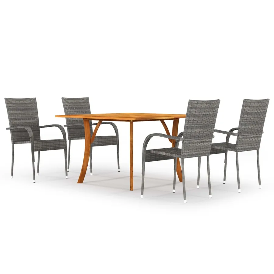 Ensemble à manger de jardin 5 pcs Gris