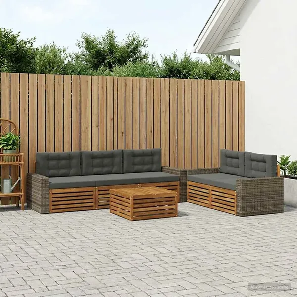 Ensemble de canapés d'extérieur 6 pcs Naturel et Anthracite
