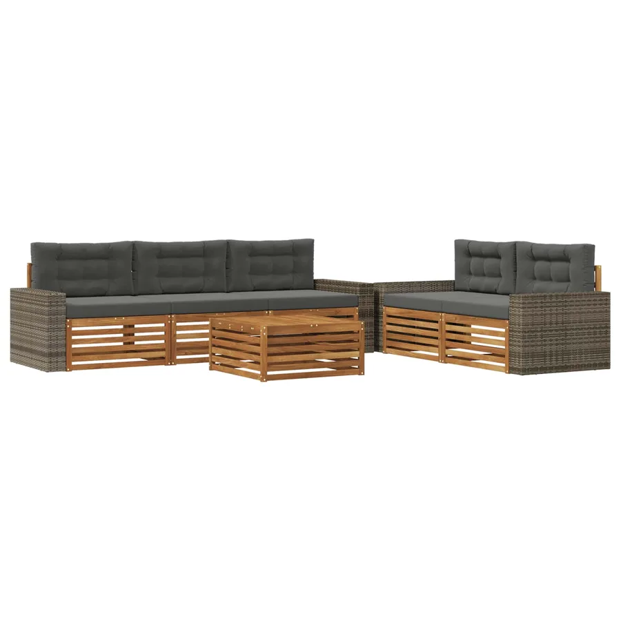 Ensemble de canapés d'extérieur 6 pcs Naturel et Anthracite - 2