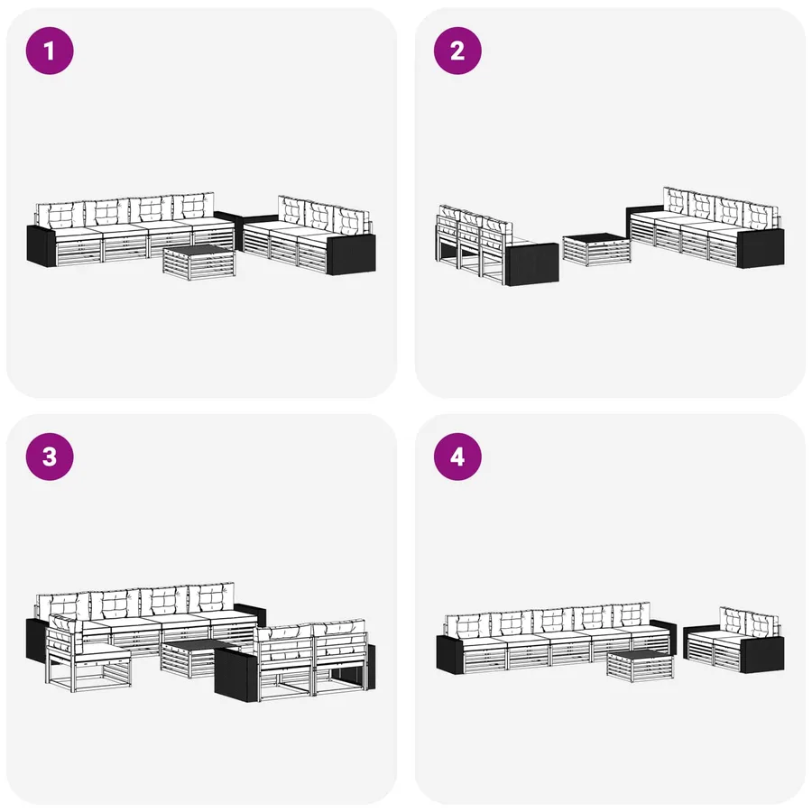 Ensemble de canapés d'extérieur 8 pcs Naturel et Anthracite - 6