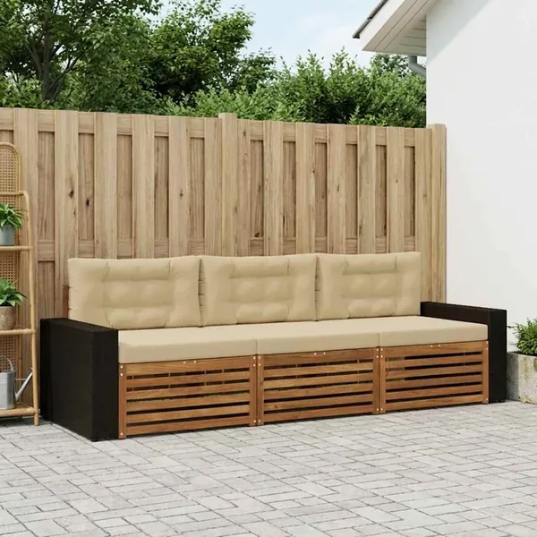 Ensemble de canapés d'extérieur 3 pcs Naturel et Beige