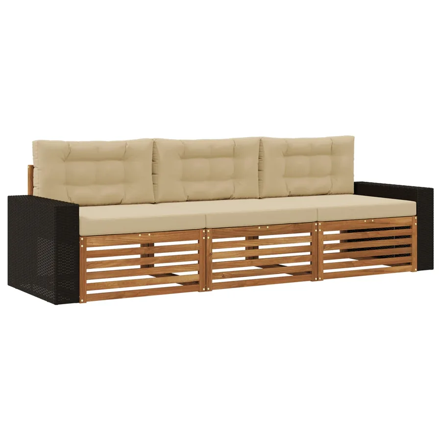 Ensemble de canapés d'extérieur 3 pcs Naturel et Beige - 2