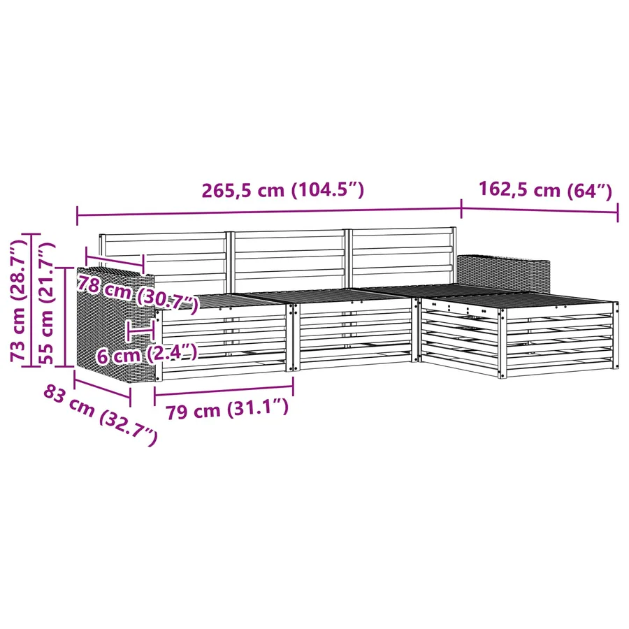 Ensemble de canapés d'extérieur 4 pcs Naturel - 7