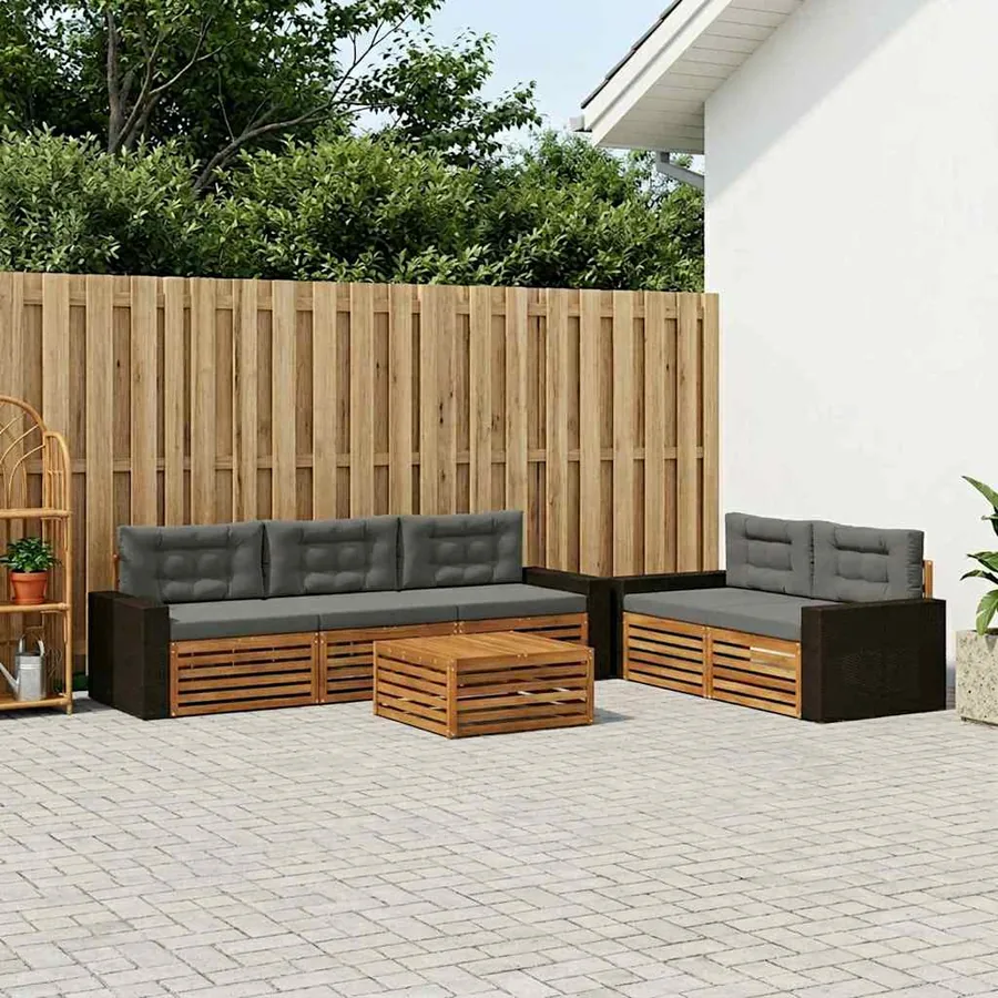 Ensemble de canapés d'extérieur 6 pcs Naturel et Anthracite