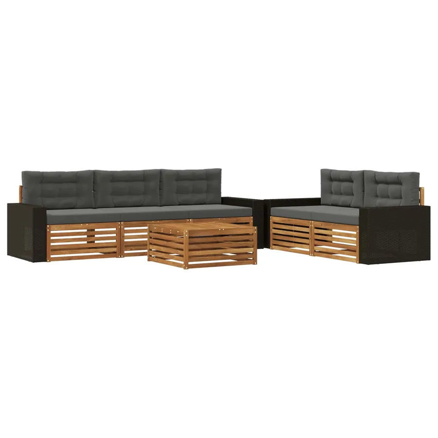 Ensemble de canapés d'extérieur 6 pcs Naturel et Anthracite - 2