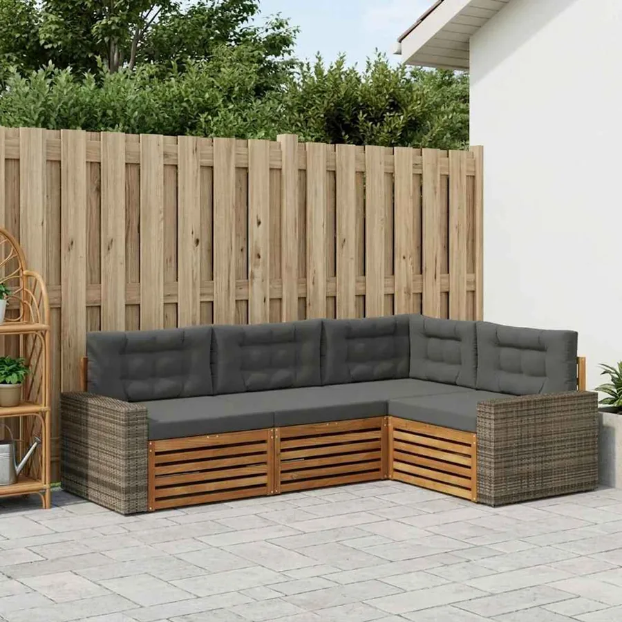 Ensemble de canapés d'extérieur 4 pcs Naturel et Anthracite