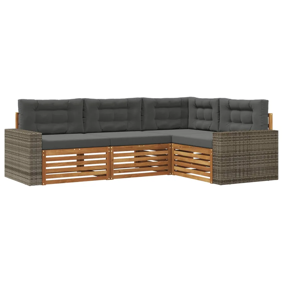 Ensemble de canapés d'extérieur 4 pcs Naturel et Anthracite - 2