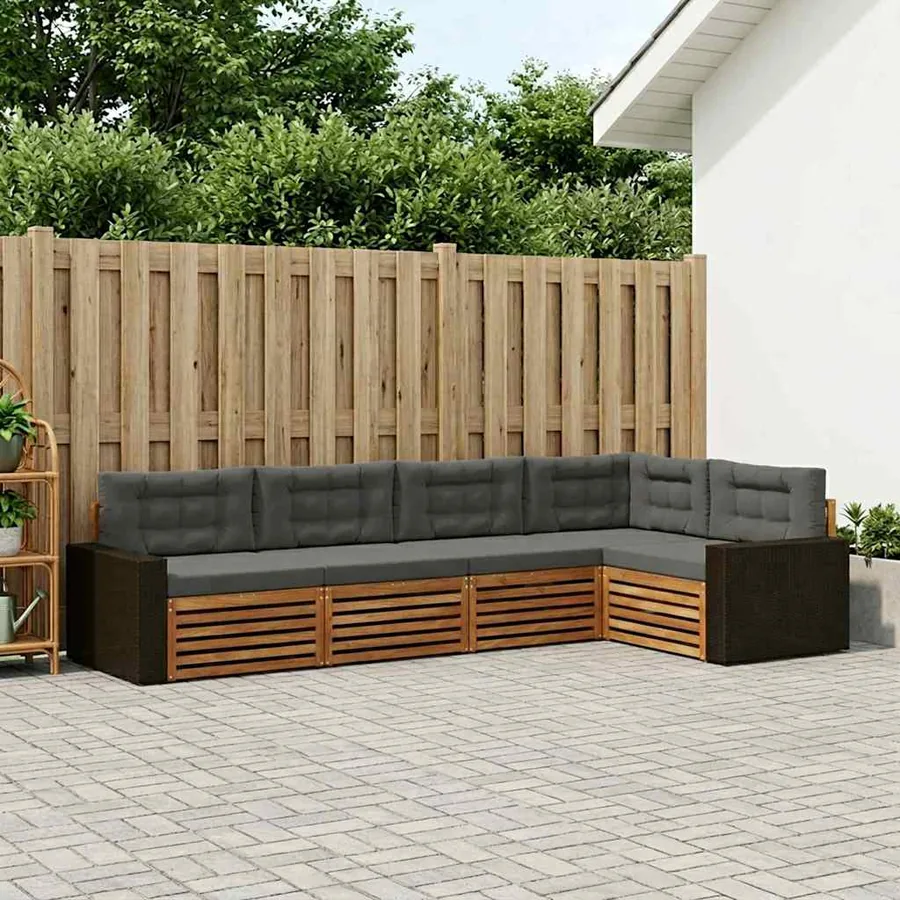Ensemble de canapés d'extérieur 5 pcs Naturel et Anthracite