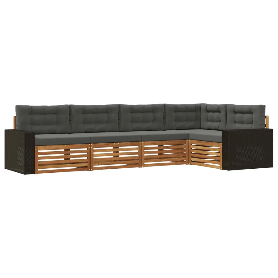 Ensemble de canapés d'extérieur 5 pcs Naturel et Anthracite - 2
