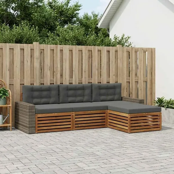 Ensemble de canapés d'extérieur 4 pcs Naturel et Anthracite