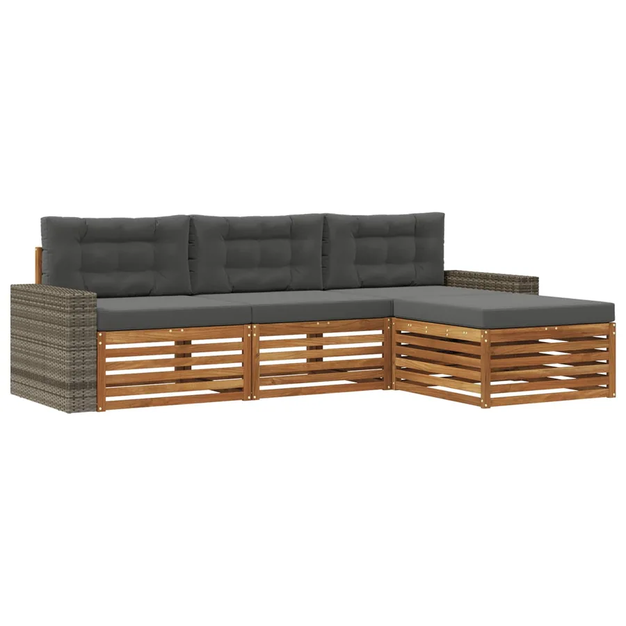 Ensemble de canapés d'extérieur 4 pcs Naturel et Anthracite - 2