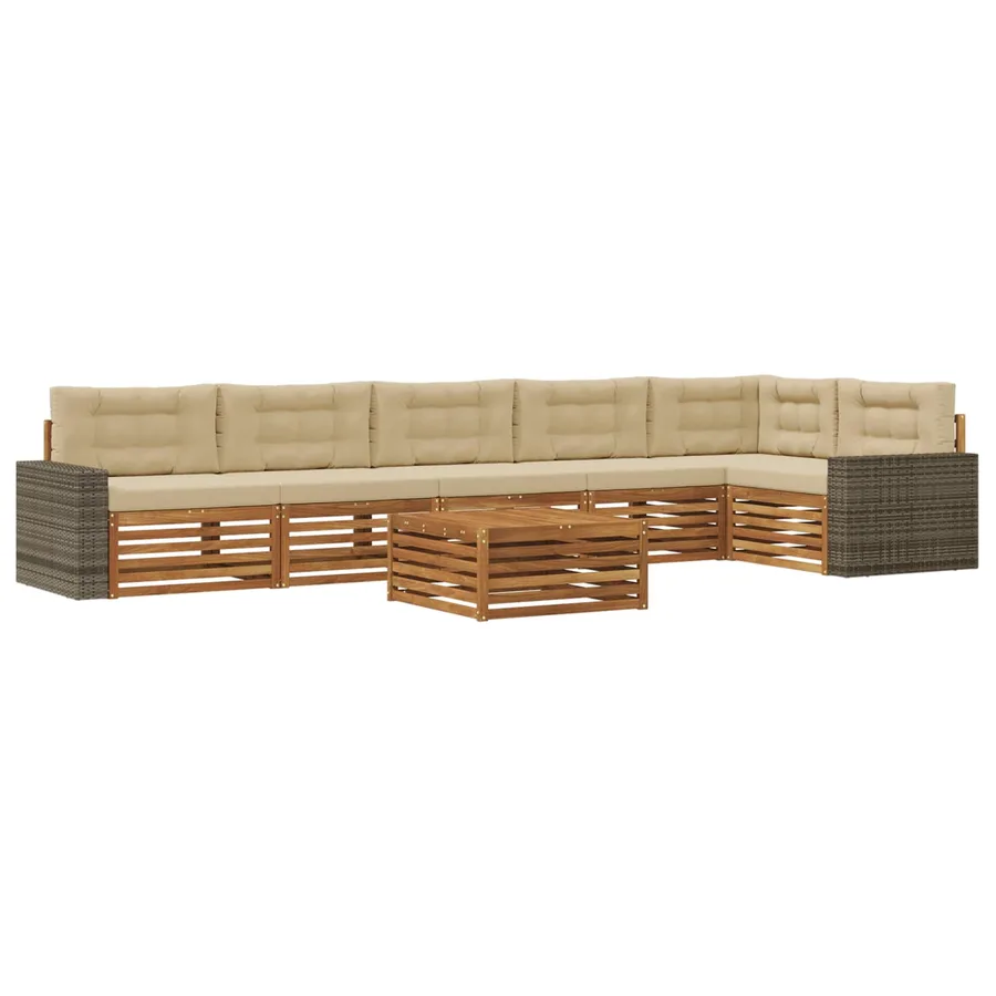Ensemble de canapés d'extérieur 7 pcs Naturel et Beige - 2