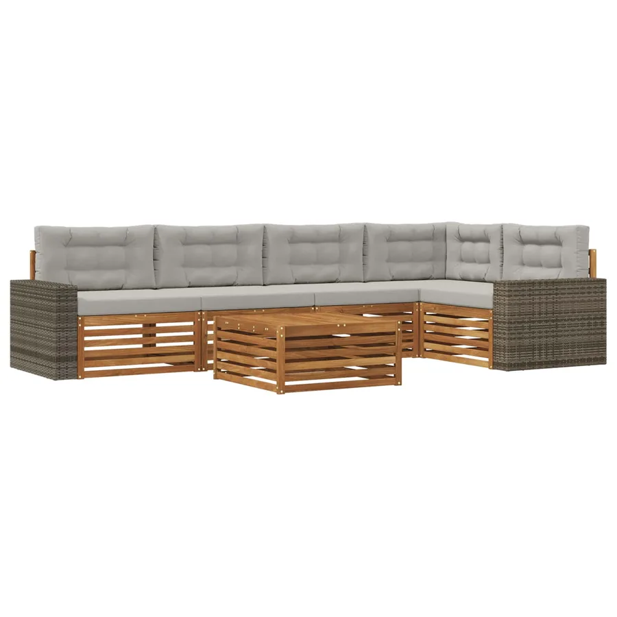 Ensemble de canapés d'extérieur 6 pcs Naturel et gris clair - 2