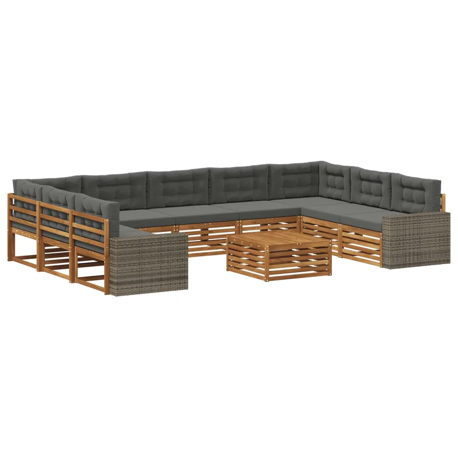 Ensemble de canapés d'extérieur 10 pcs Naturel et Anthracite - 2