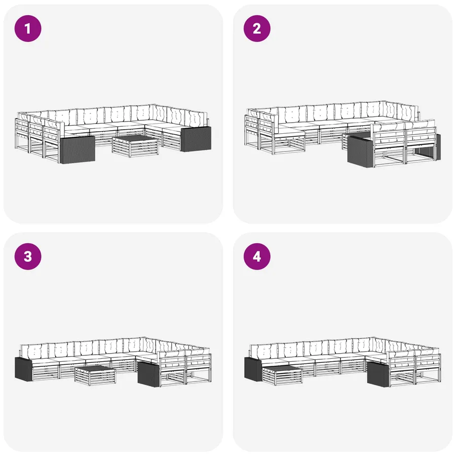 Ensemble de canapés d'extérieur 10 pcs Naturel et Anthracite - 7