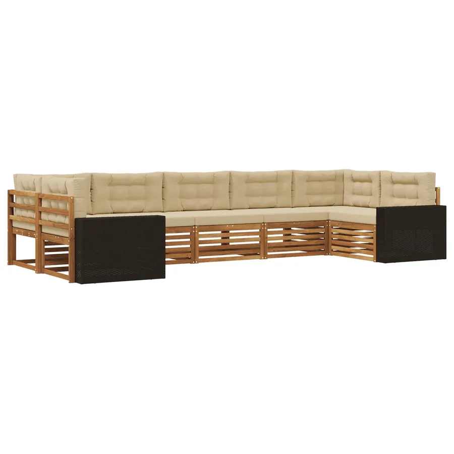 Ensemble de canapés d'extérieur 7 pcs Naturel et Beige - 2