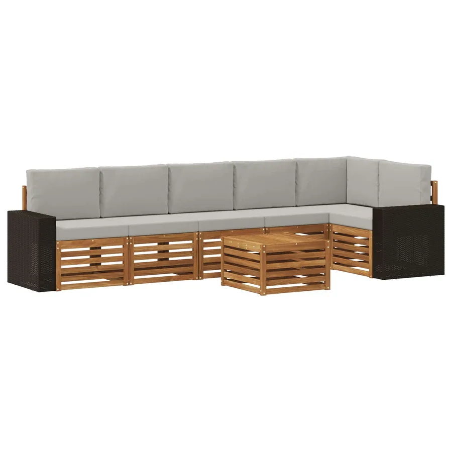 Ensemble de canapé d'angle 7 pcs Naturel et gris clair - 2