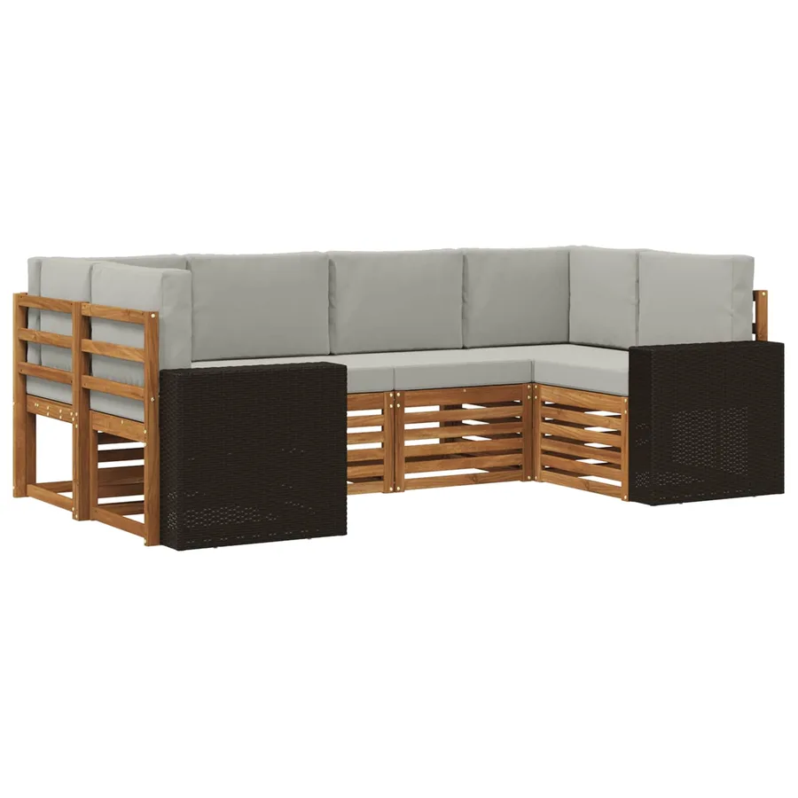 Ensemble de canapé d'angle 6 pcs Naturel et gris clair - 2