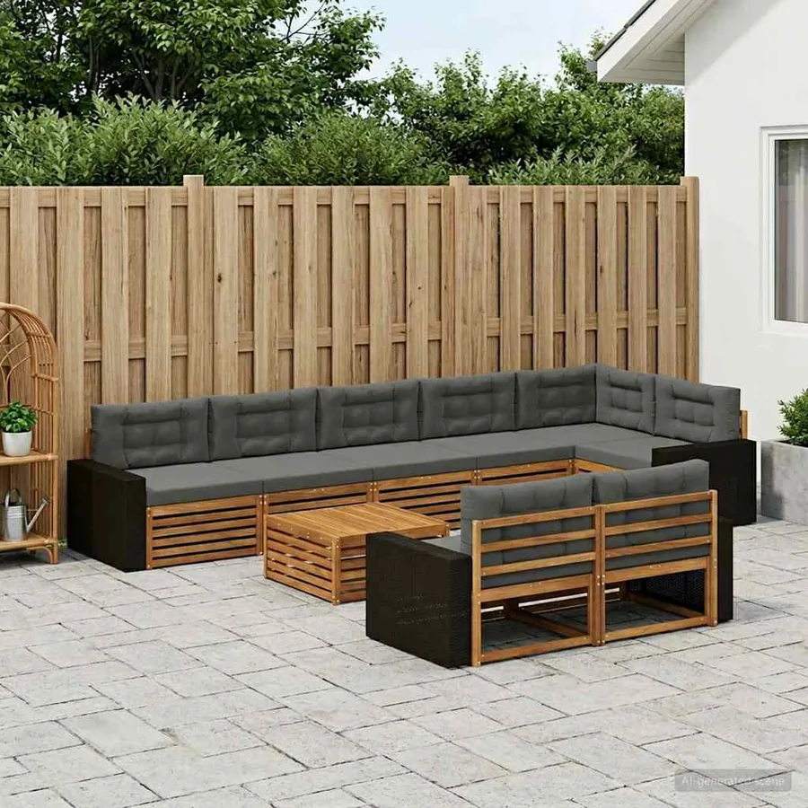 Ensemble de canapés d'extérieur avec coussin 9 pcs